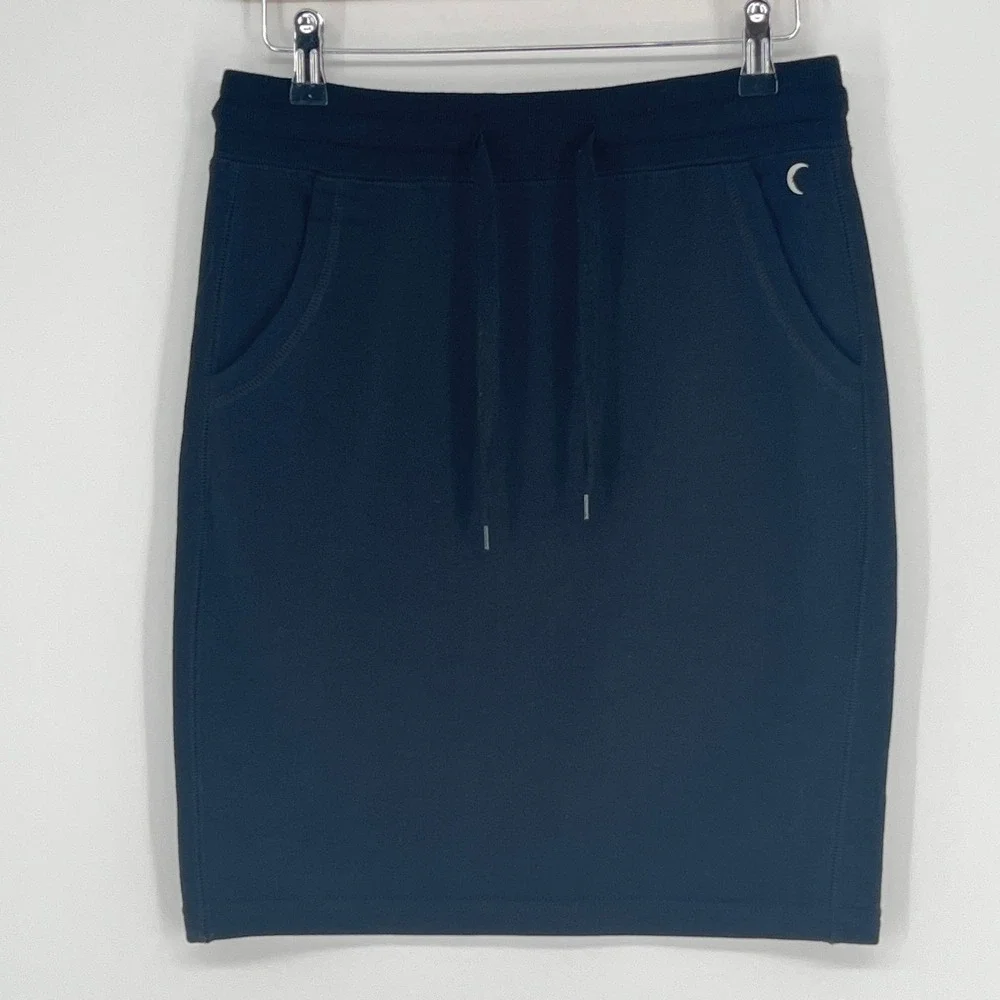 Zyia Active Black Drawstring Sweat Skirt Athleisure Casual Stretch Pocket Small